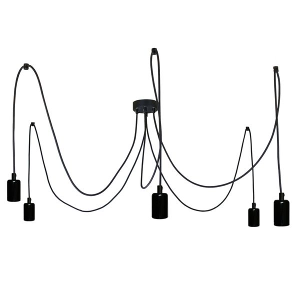 Lampa Wisząca Pająk 5 Czarna Połysk E27 zdjęcie 1