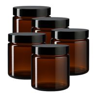 Słoik szklany brązowy 120ml z nakrętką czarną x5
