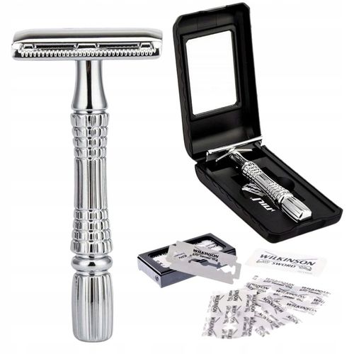 Tradycyjna Klasyczna Maszynka Do Golenia Z Lusterkiem + Żyletki Wilkinson na Arena.pl