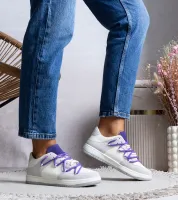 Szare sneakersy trampki fioletowe sznurówki Arcobaleno 37