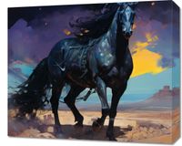 Obraz 60x50cm Czarny Koń Własnego Wyścigu
