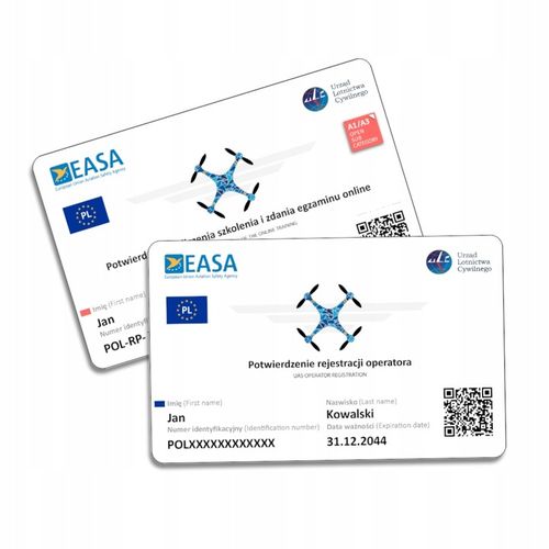 Wydruk Certyfikatu ULC na DRONA Karta PCV 2 str. na Arena.pl