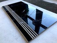 Płytki na schody CZARNY MARMUR stopnica polerowana