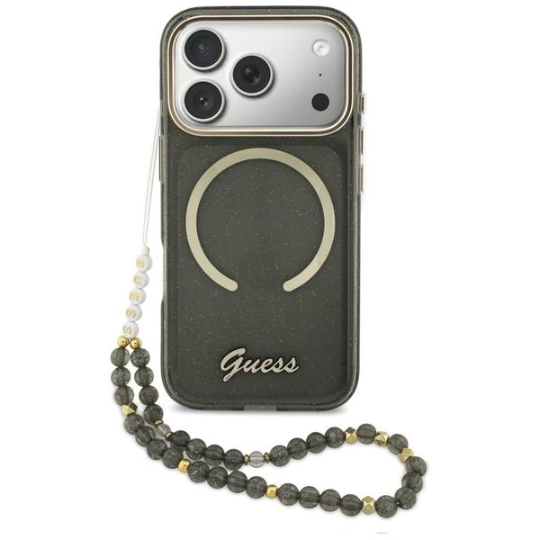 etui guess iml glitters script strap     magsafe do iphone 17 pro czarny zdjęcie 1