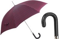 PASOTTI Męska Parasolka 95cm Paski Skórzana Rączka Manual Włochy LUX