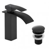 Zestaw bateria umywalkowa stojąca i korek klik-klak czarny