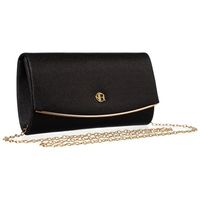 wieczorowa torebka damska w czarnym kolorze wykonana z tkaniny