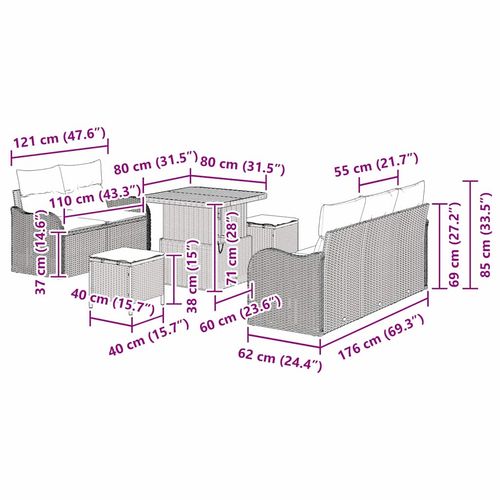 Zestaw Sof na Ogród 8 pcs Czarny polirattan na Arena.pl