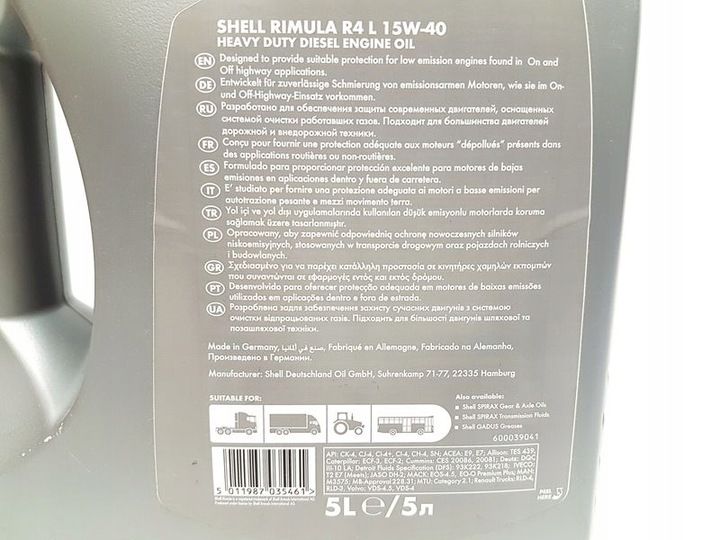Olej silnikowy Shell Rimula R4 L 15W-40 (5L) zdjęcie 6