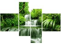 130CM 90 OBRAZ 4 ELEM WODOSPAD LESIE DESZCZOWYM ŚCIENNY