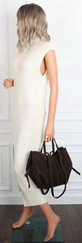 Włoska torebka damska VERA PELLE skórzana zamszowa shopper MB09 Czekoladowa na Arena.pl