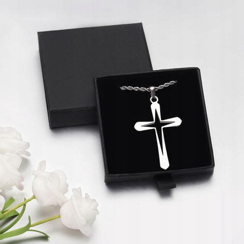 ŁAŃCUSZEK Z KRZYŻYKIEM Srebrny Męski Krzyż Łańcuch Naszyjnik WŁOSKI GRATIS na Arena.pl