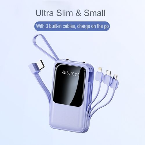 POWER BANK 10000MAH USB/USB-C QC PD WBUDOWANY KABEL Wyświetlacz cyfrowy na Arena.pl