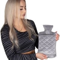 Termofor gumowy w futrzanym pokrowcu ogrzewacz do rąk 1,8L szary