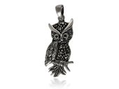 Elegancki oksydowany srebrny wisior wisiorek sowa sówka owl ptak bird srebro 925 W0466