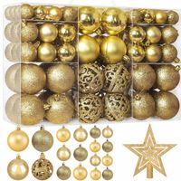 BOMBKI CHOINKOWE ZESTAW XXL 101 szt ZŁOTE WZORY