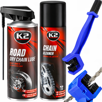K2 ROAD SUCHY SMAR DO ŁAŃCUCHÓW 400ML + CHAIN CLEANER ZMYWACZ + K2 SZCZOTKA