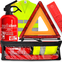 Gaśnica 1kg Trójkąt Ostrzegawczy Kamizelka Samochodowa Torba Etui Organizer