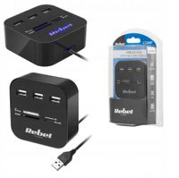 Hub Usb 2.0 3 Porty Czytnik Kart Sd Microsd Rebel