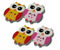Guziki drewniane 25x20 mm Sowy Sowa 4 szt.