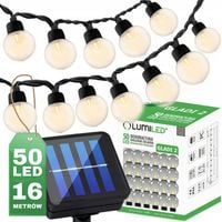 GIRLANDA SOLARNA OGRODOWA 50 LED 16,7M ŁAŃCUCH ŚWIETLNY OZDOBNE KULECZKI