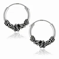 DELIKATNE OKSYDOWANE SREBRNE KOLCZYKI MAŁE KÓŁKA KÓŁECZKA 1.4CM Z OZDOBĄ