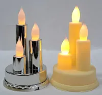 Potrójna świeczka led element stroika DIY wkład do znicza żywy płomień Kolor - Biały