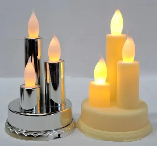 Potrójna świeczka led element stroika DIY wkład do znicza żywy płomień Kolor - Srebrny na Arena.pl