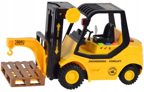 WÓZEK WIDŁOWY ZABAWKA DŹWIG Z HAKIEM Z NACIĄGIEM POJAZD BUDOWLANY NABATERIE na Arena.pl