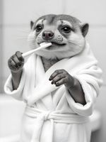 Plakat 60x80cm Vintage Artystyczny | Surykatka | Portret Zwierząt Pop Art