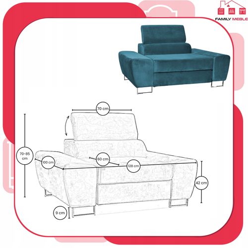 Zestaw mebli wypoczynkowych Bosso Sofa 2os fotele niebieskie Family Meble na Arena.pl