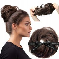 Doczepiany KOK na gumce treska GĘSTY koczek messy bun włosy na gumce