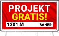 BANER REKLAMOWY plandeka 12x1m 510g powlekany + LAKIER UV PROJEKT GRATIS
