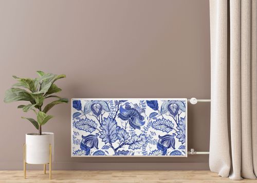 Mata MAGNETYCZNA Na Grzejnik Niebieskie Kwiaty Styl Folklor 80cm x 60cm na Arena.pl