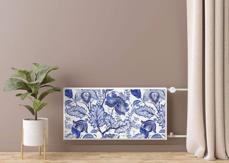 Mata MAGNETYCZNA Na Grzejnik Niebieskie Kwiaty Styl Folklor 80cm x 60cm zdjęcie 7