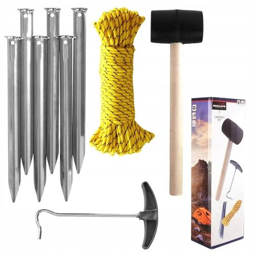 ZESTAW TURYSTYCZNY KEMPINGOWY POD NAMIOT MŁOTEK ŚLEDZIE LINKA 9 ELEMENTÓW na Arena.pl