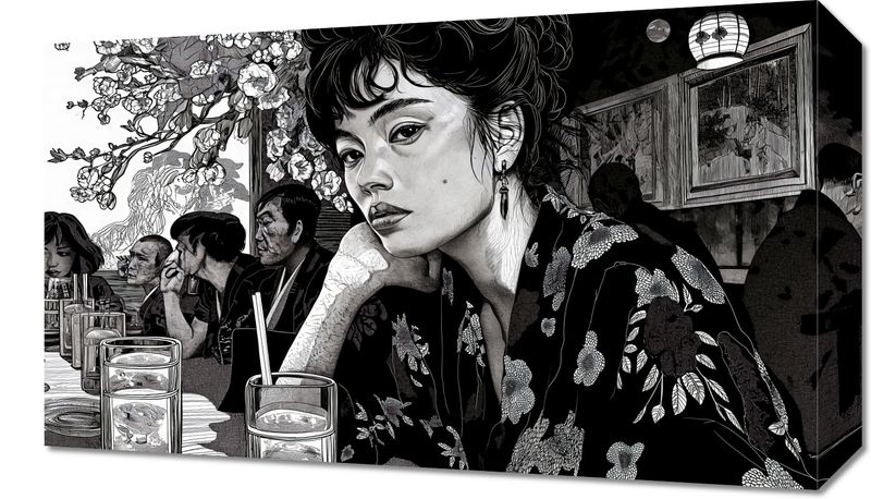 Obraz 50x30cm Czarne Kimono zdjęcie 1