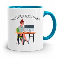 Kubek Błękitny Prezent Dla Sekretarki Najlepsza Z Nadrukiem Ze Zdjęciem