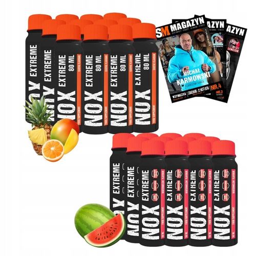 24 x nowmax NOX EXTREME 80 ML SZOT POMPA SIŁA ALANINA POBUDZENIE ORGANIZMU na Arena.pl
