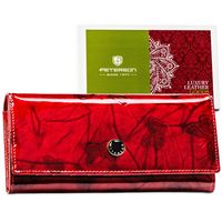 luksusowy portfel damski czerwony lakierowany w motyle - peterson