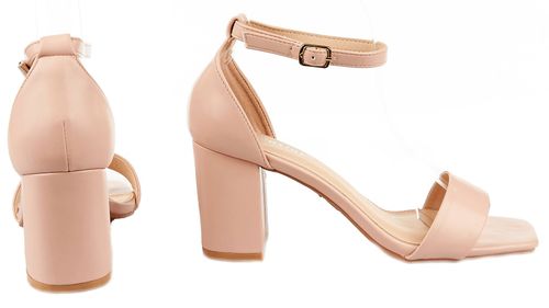 Sandały na obcasie słupku 7,5 cm. różowe Rozmiar obuwia - 39 na Arena.pl