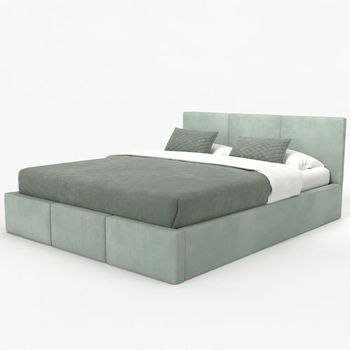 ŁÓŻKO TAPICEROWANE DO SYPIALNI 180x200 ŁÓŻKO PODWÓJNE Z POJEMNIKIEM MIĘTOWE na Arena.pl