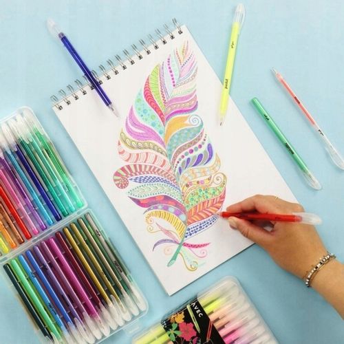 DŁUGOPISY PISAKI ŻELOWE BROKATOWE KOLOROWE ZESTAW 48 SZT na Arena.pl