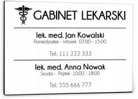 nadruk TABLICZKA biała 40x30 GABINET LEKARSKI nazwisko godziny otwarcia