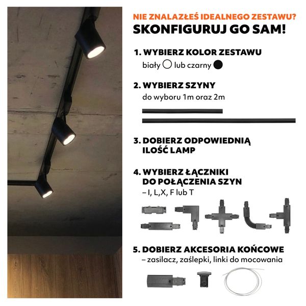 Łącznik 'L' do łączenia szyn ZEWNĘTRZNY PRAWY CZARNY do LED NEXTRACK zdjęcie 6