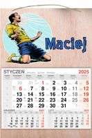 KALENDARZ 2025 jednodzielny DREWNIANY prezent dla piłkarza Z IMIENIEM