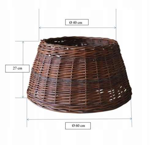 OSŁONA NA STOJAK POD CHIONKĘ WIKLINOWA FI 60 cm , KOSZ POD CHOINKĘ BRĄZOWY na Arena.pl