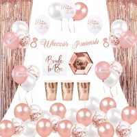 Zestaw na WIECZÓR PANIEŃSKI Balony Baner Talerzyki Kubeczki Kurtyna - 71el