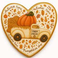 CIASTKO LUKROWANE AUTUMN TIME ROZ. L SERCE NO4 JESIEŃ RĘCZNIE ROBIONE