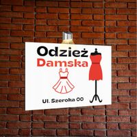 nadruk UV TABLICZKA reklamowa z lampą SZYLD dibond 40x30 ODZIEŻ DAMSKA